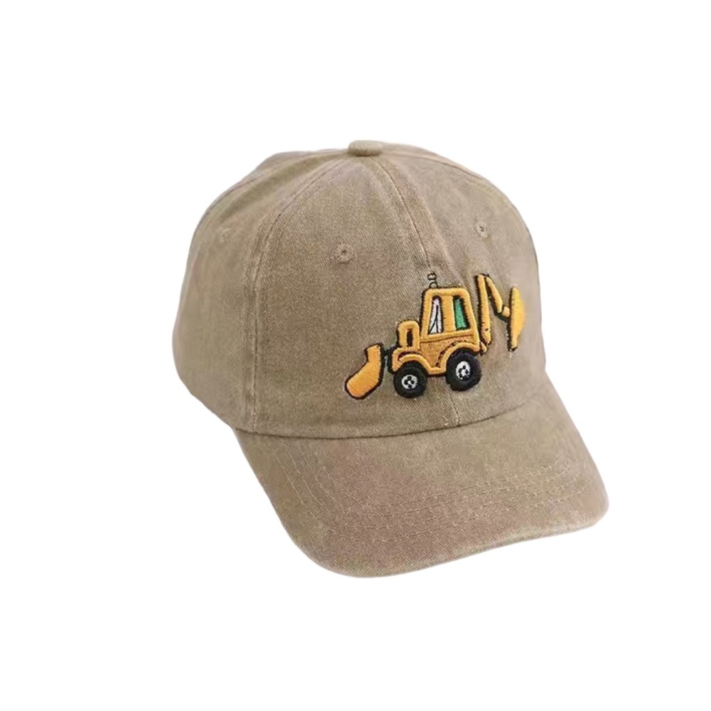 Fun & Protective Cartoon Truck Embroidered Baseball Cap for Kids  tan